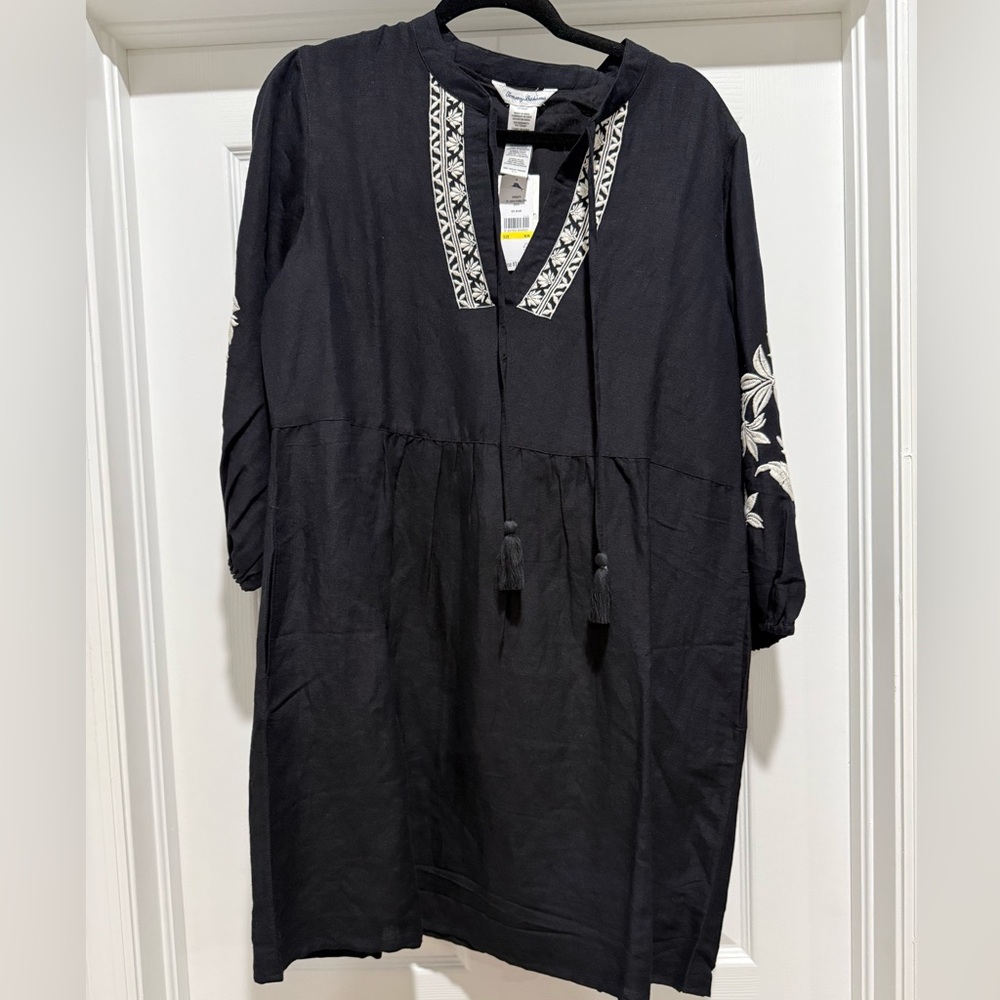 Tommy Bahama St. Lucia Linen-Blend Floral Embroidered Coverup Dress